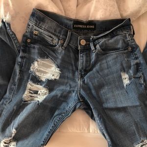 Express Mid-Rise Destroyed Ankle Legging